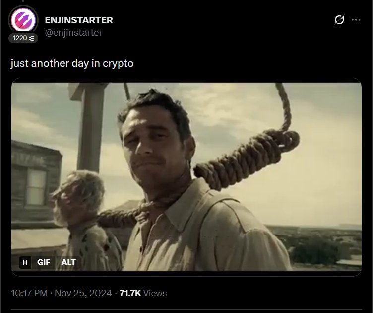 Enjinstarter reply: just another day in crypto, James Franco noose GIF